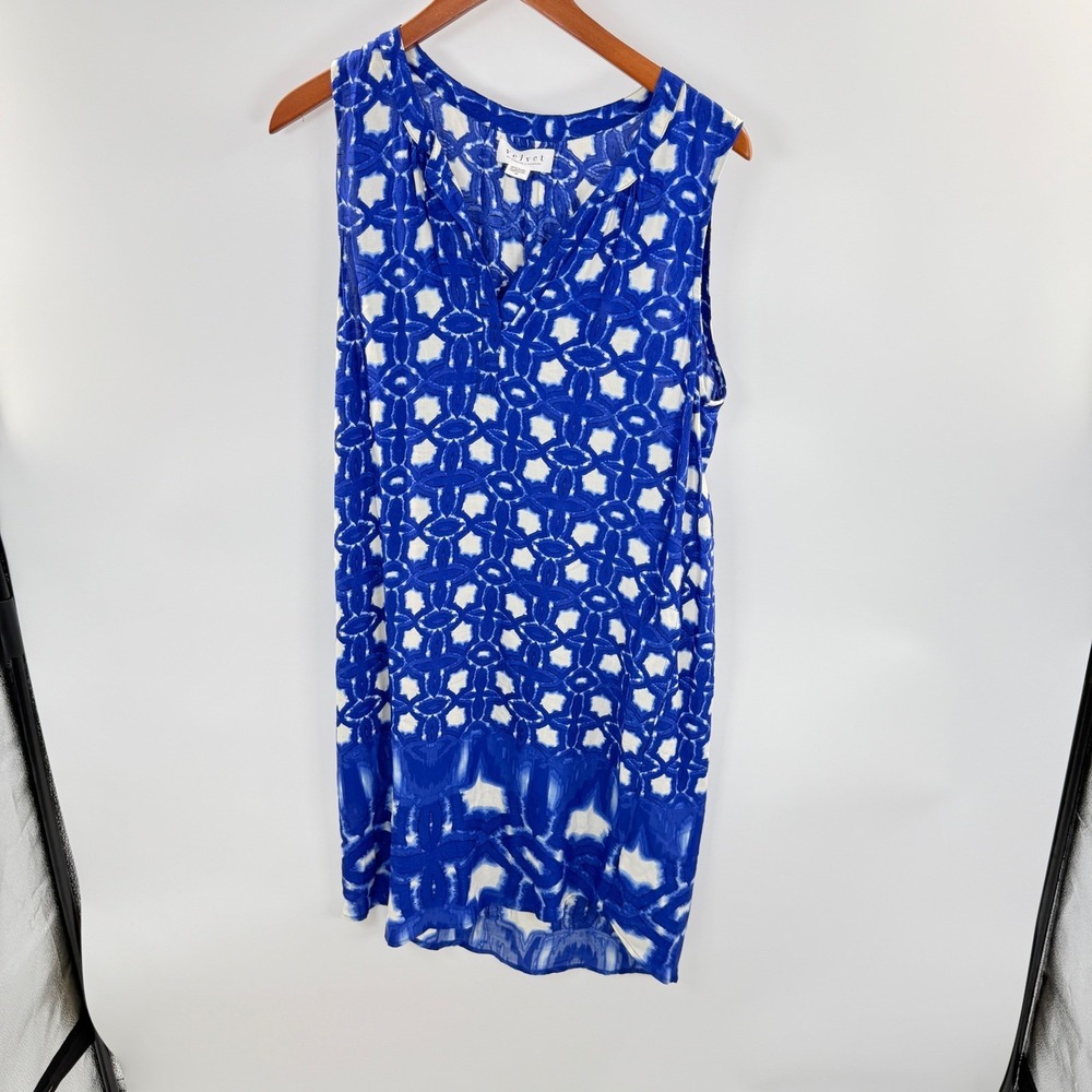 Velvet Graham & Spencer Blue White Print Sleeveless Sundress Size Medium Boho - Picture 16 of 16